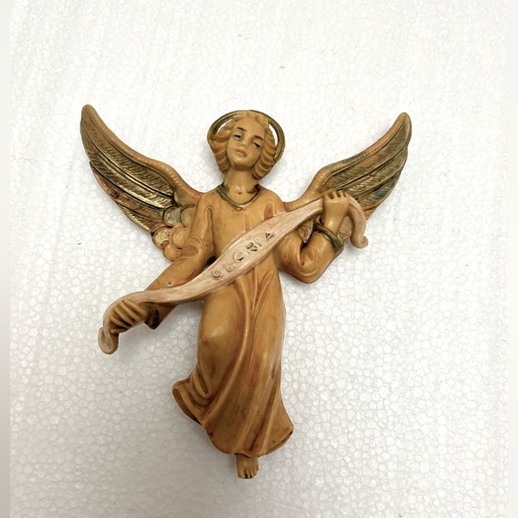 Vintage ⚜️💛⚜️ Resin Angel Gloria Banner Nativity Figure 5"  Italy # 609 - Picture 3 of 9